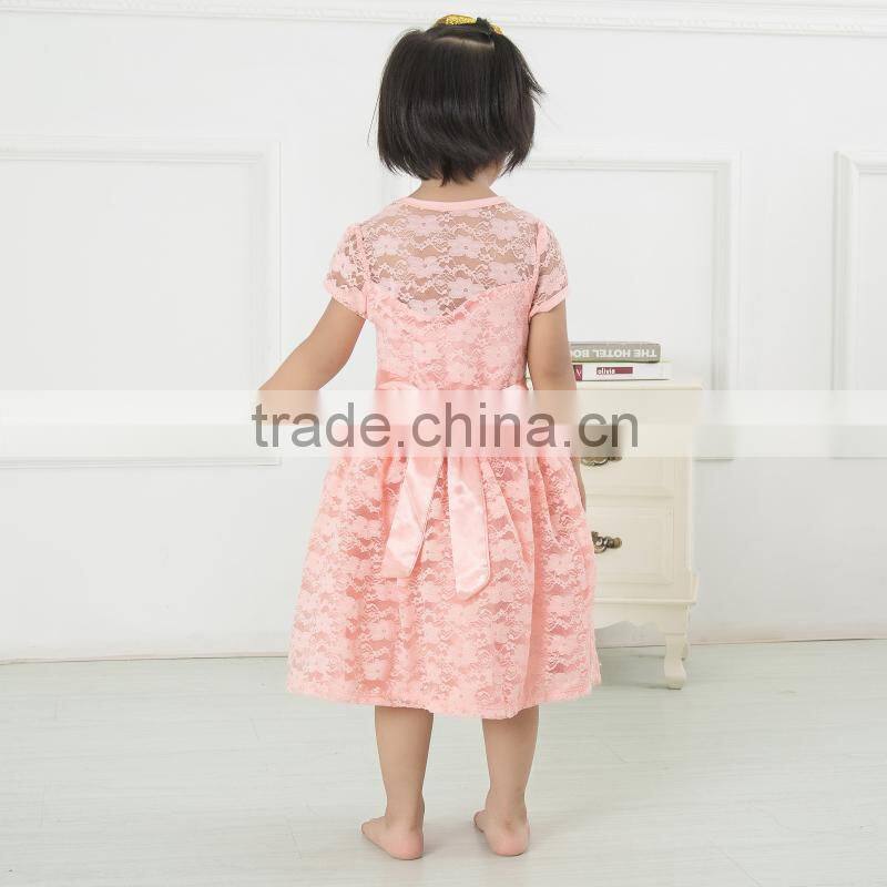 New girls wedding dress applique designer one piece lace stitching party dress baby frock design pictures