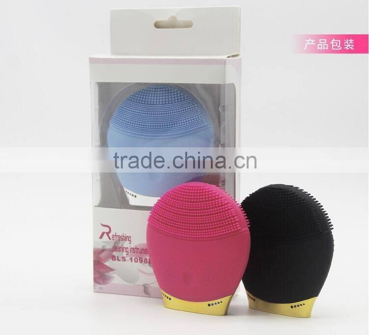 Mini Electric Facial Brush Cleaner Silicone Waterproof Ultrasonic Instrument Facial Skin Care Spa Massager Beauty Tool Device