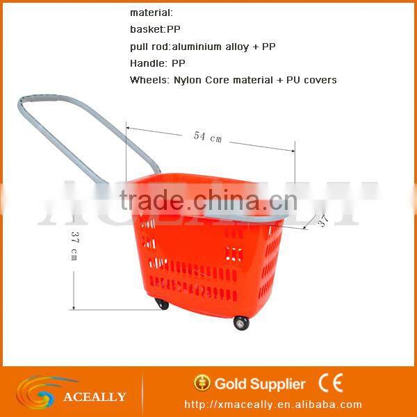 2016 Chinese newly design supermarket basket with wheels shopping cart cost for sale