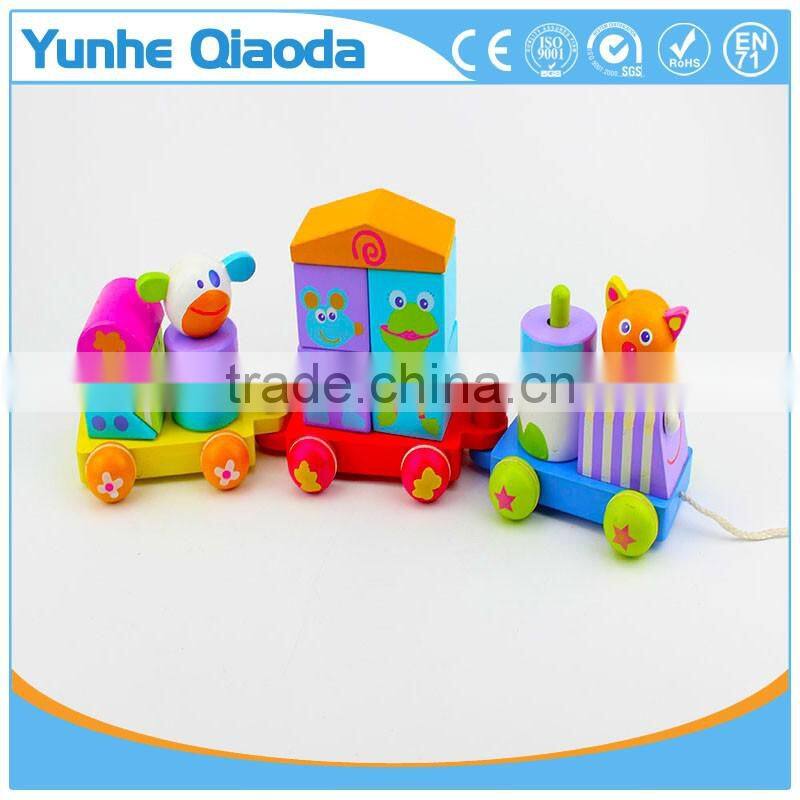 colorful Wood stocking Train Toys animal shape Blocks Education Gift