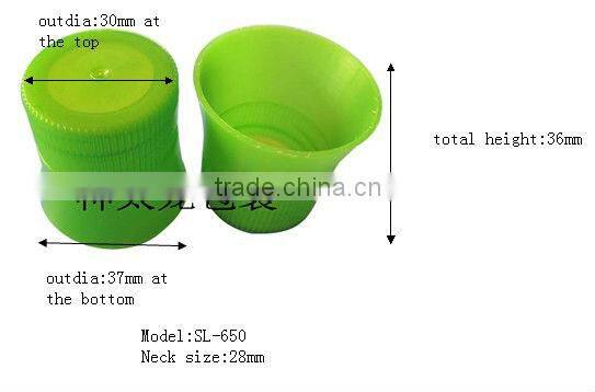 SL-650,28/410 plastic screw bottle cap horn shaped