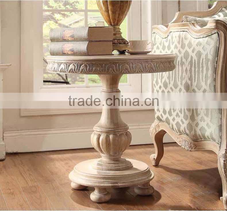 Classic American provincial home furniture solid wood hand carved round side table