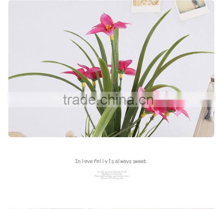 New design home table decor silk flowers small artificial potted orchids