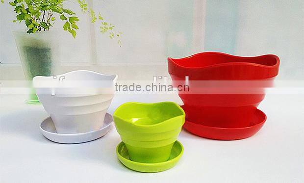 Unique shape resin bright color flower pot