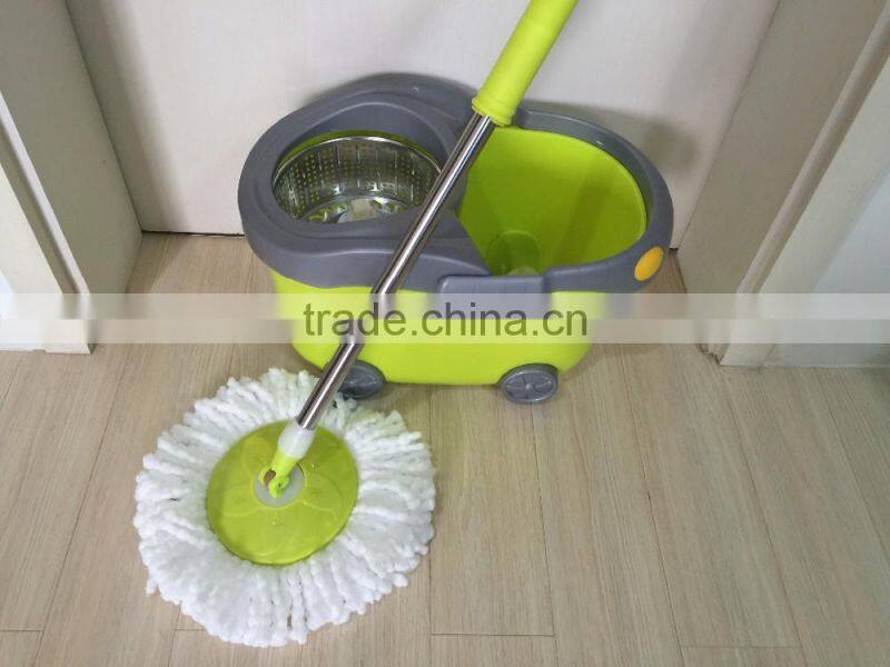 360 Rotation Spin Mop with 2 Mop Heads SS bucket Reusable Mop Heads
