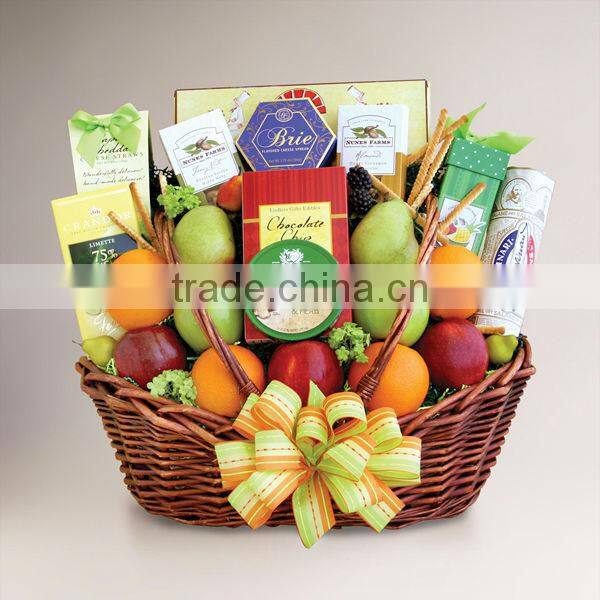 Unique eco-friendly wicker handle gift basket