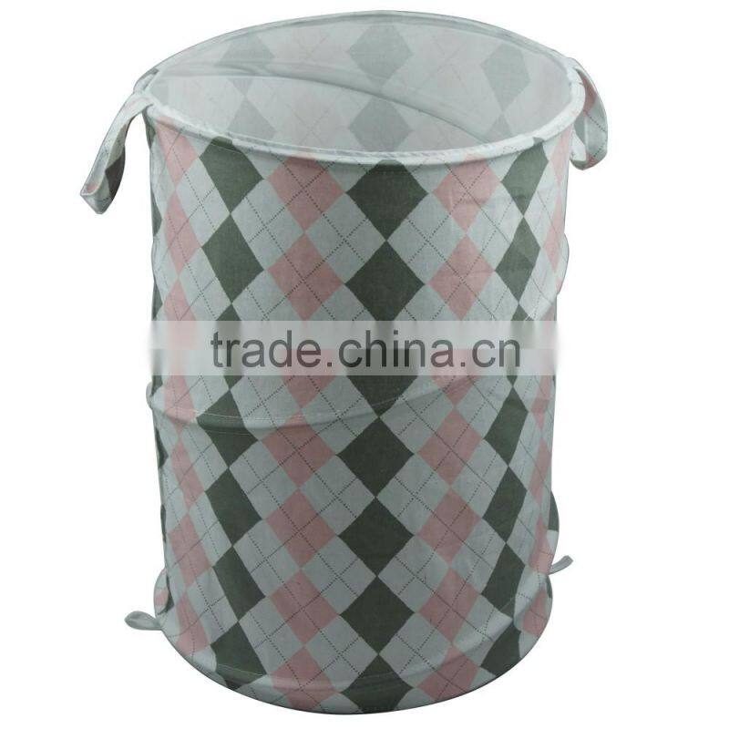 Canvas Laundry Hamper, Rhombic Pattern