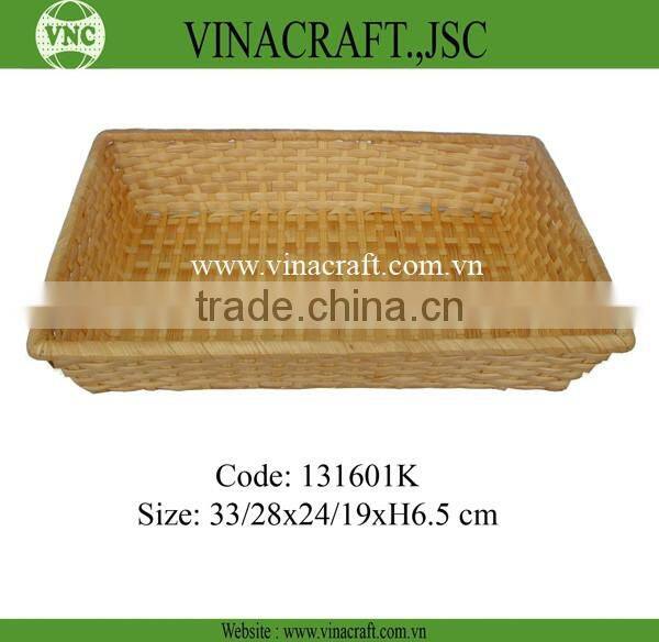 Red bamboo basket from bamboo mat