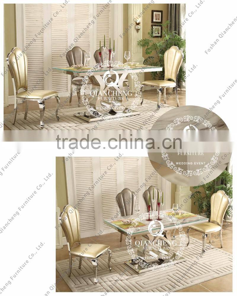 new design tempered glass heart shape dining table