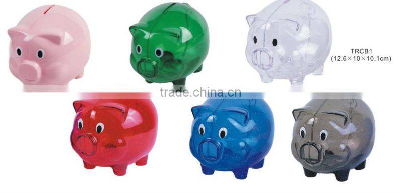 Clear Glass Chubby Pig Piggy Bank Saving Money Coin Box gift for Kids