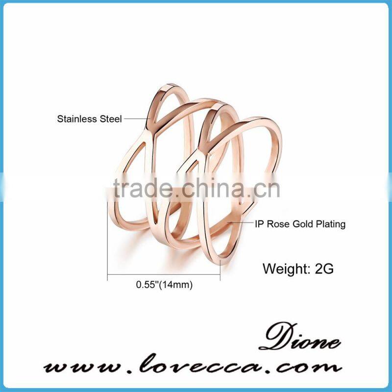 Wholesale new design knot 316l stainless steel rose gold plated finger ring