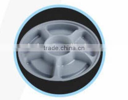 Round plastic food cavity tray with dividers 6 compartment