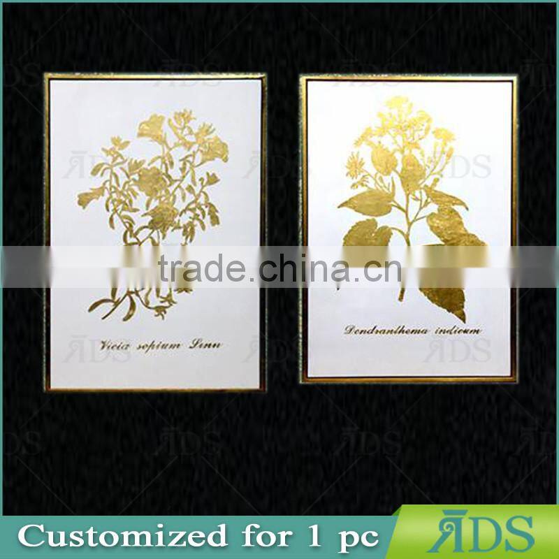 Framed handmade canvas oil painting with gold leaf forest for home decoration