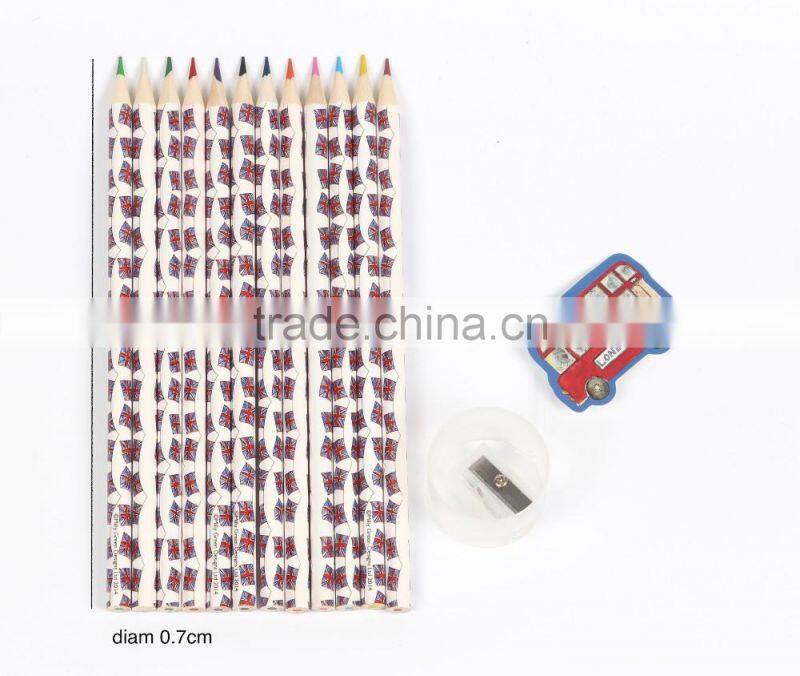 Wholesale Standard Pencils , 12 Colored pencils Sharpener in Britain Painting Iron box