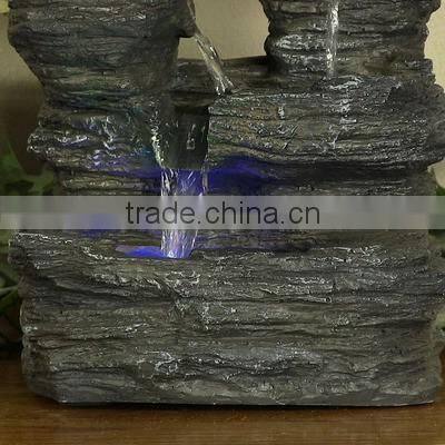 Five Stream Rock Cavern Tabletop Fountain with Multi-Colored LED Lights