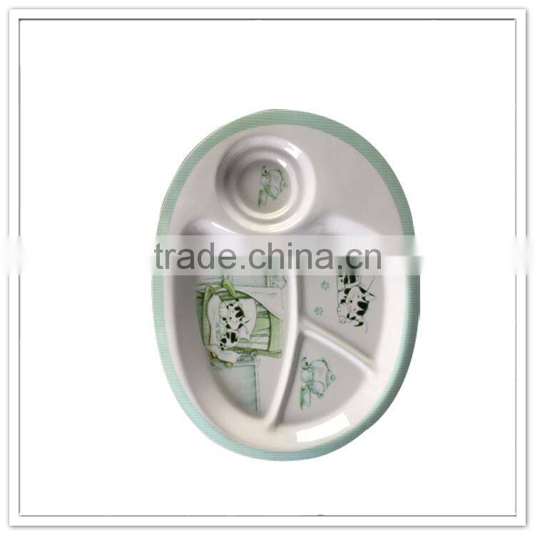 Food grade inexpensive school canteen insulted oval melamine serving tray for kids
