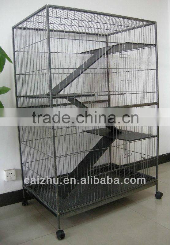 New Model 3-Level Wooden Ladder Metal Indoor Ferret Cage, Cat Cage
