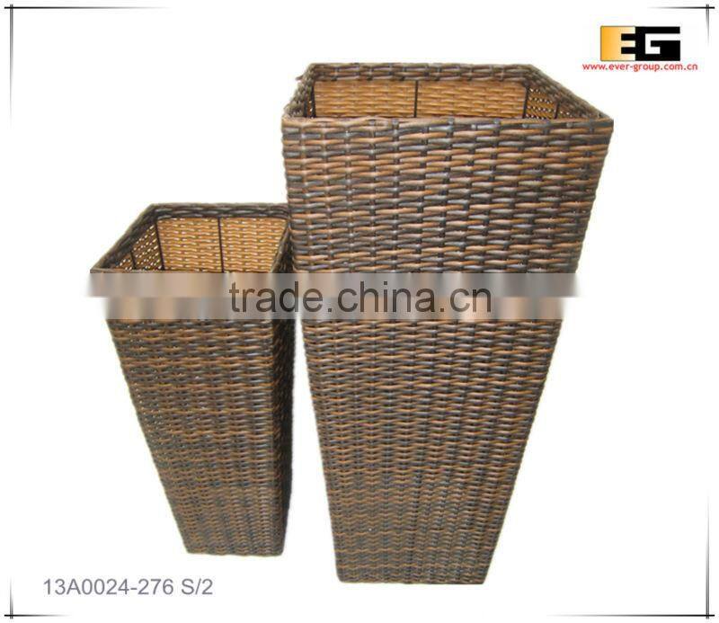 Square PE/Plastic rattan with liner deco planter