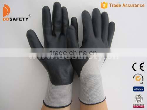 DDSAFETY 2017 Cheap 13 Gauge Polyester Nitrile Coated Work Glove