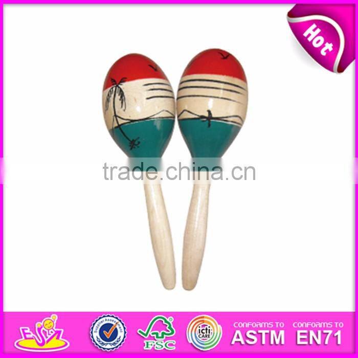 2017 Wholesale educational baby toys wooden musical maracas W07I046