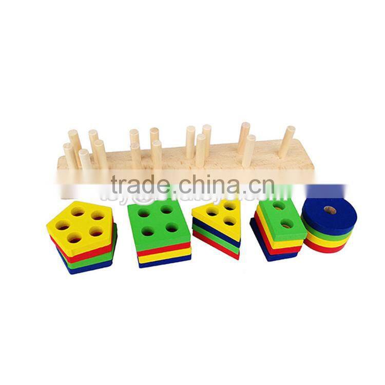 Hot sale preschool stacking geometry blocks wooden baby sorting toys W13D112
