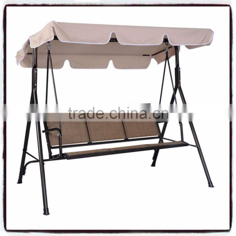 Customized 3 seats teslin garden swing chair outdoor swing chair for hot sale