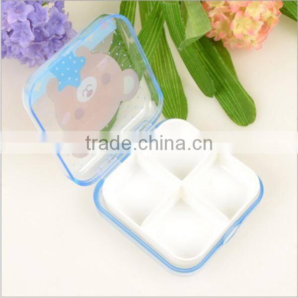custom cartoon 4 compartment plastic pill box,custom cartoon plastic pill box supplier,custom made cartoon plastic pill box