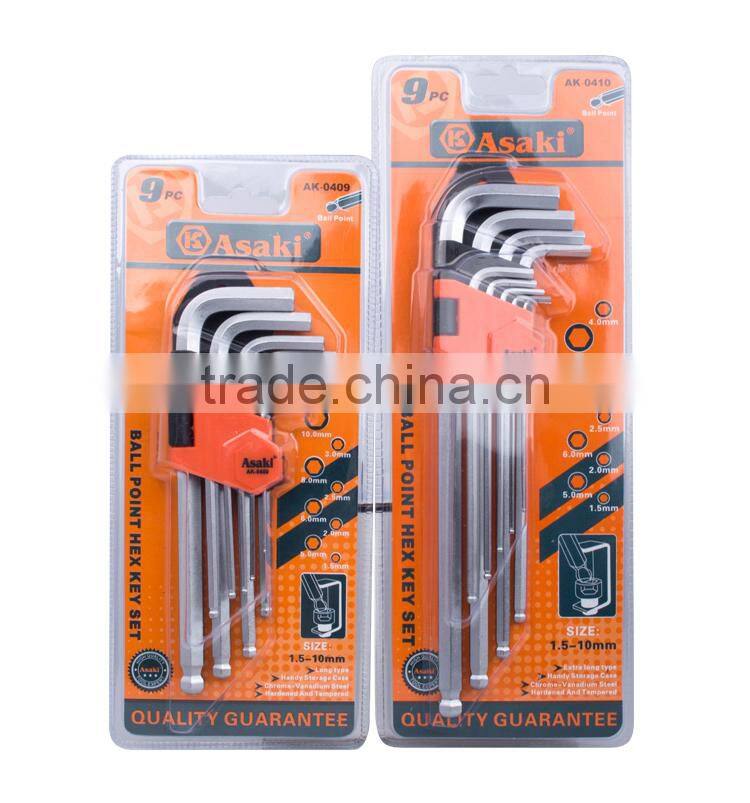 AK-0409 chrome steel hex key set