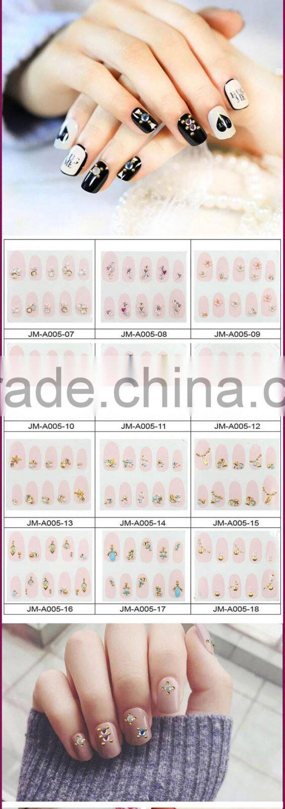 New Air 3D Nail Art Stickers Gold Stones sticker Mix Design