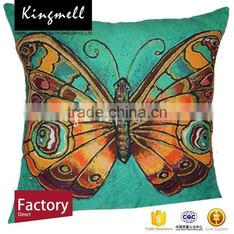 Custom home textile butterfly printed cotton cushion cojin