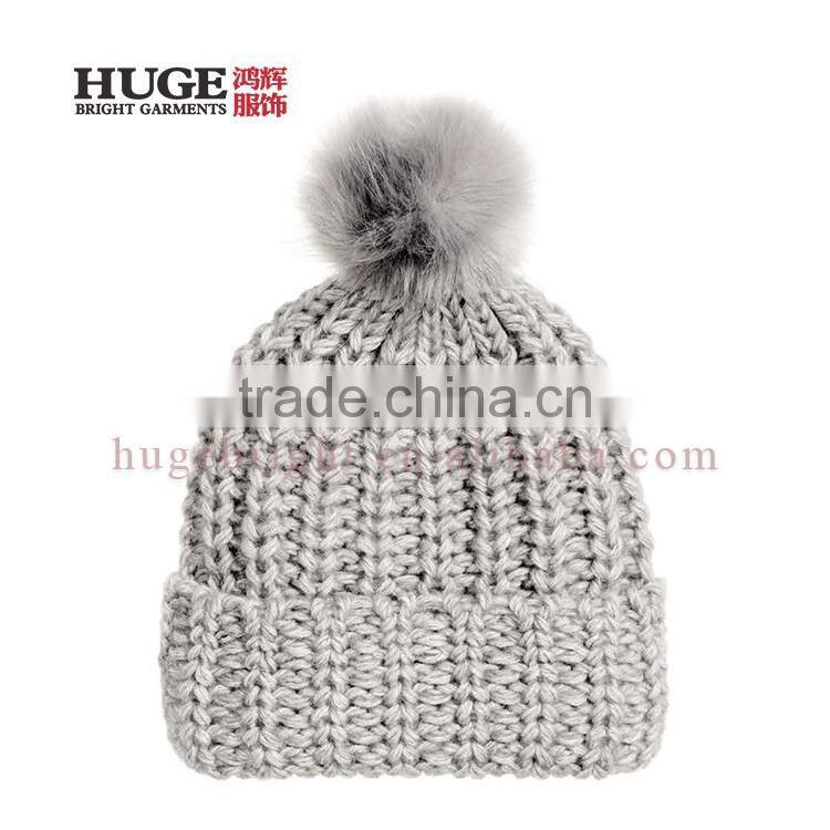 Comfortable A Faux Fur Pompom On The Top Simple Hat Pattern