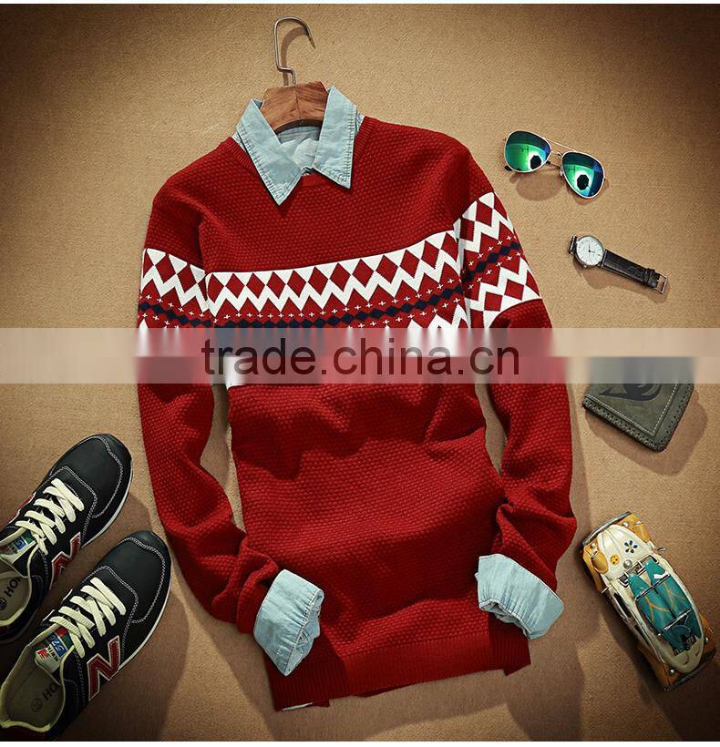 GZY new long sleeve men sweater intarsia sweater