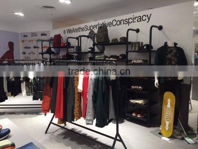 round tube powder coated wall mounted slotted garment rack display