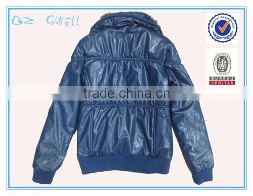 latest designs women leather jacket with fur collar