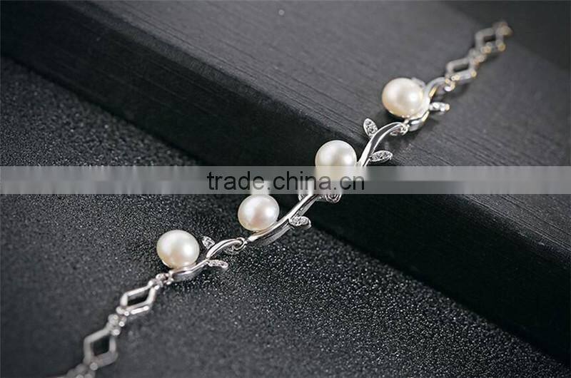 Natural style olive branch 925 sterling silver bracelet for women