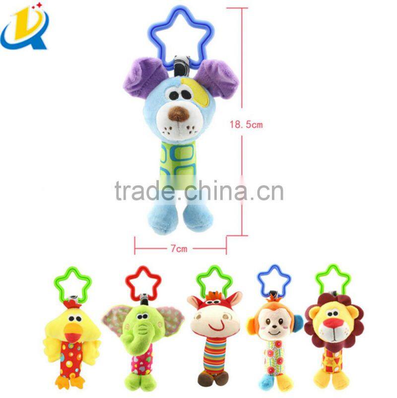 Lovely animal shape plush hanging toy baby bed bell wholesale