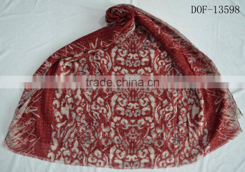 Fashion hot stylish lady jacquard leopard soft 100%viscose winter scarf