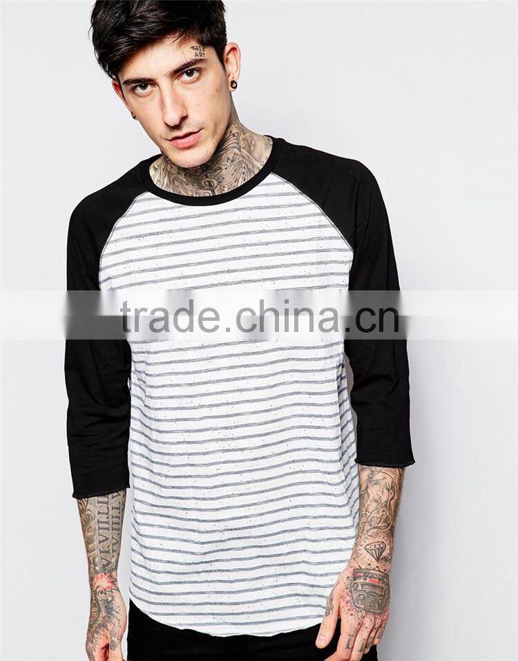 Mens long raglan stripe t shirt long sleeve t shirt