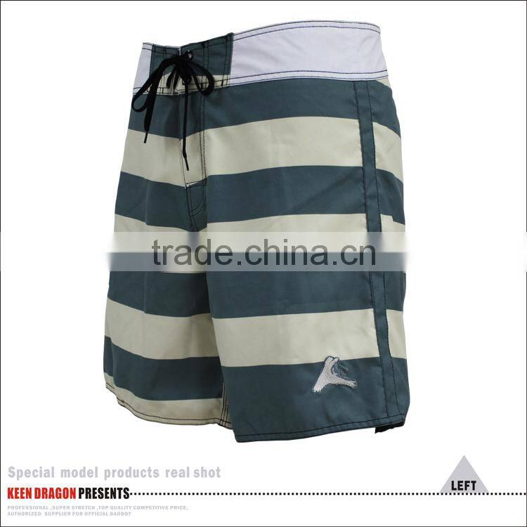 cheap price striped pattren customized waterproof pockets swim trunks