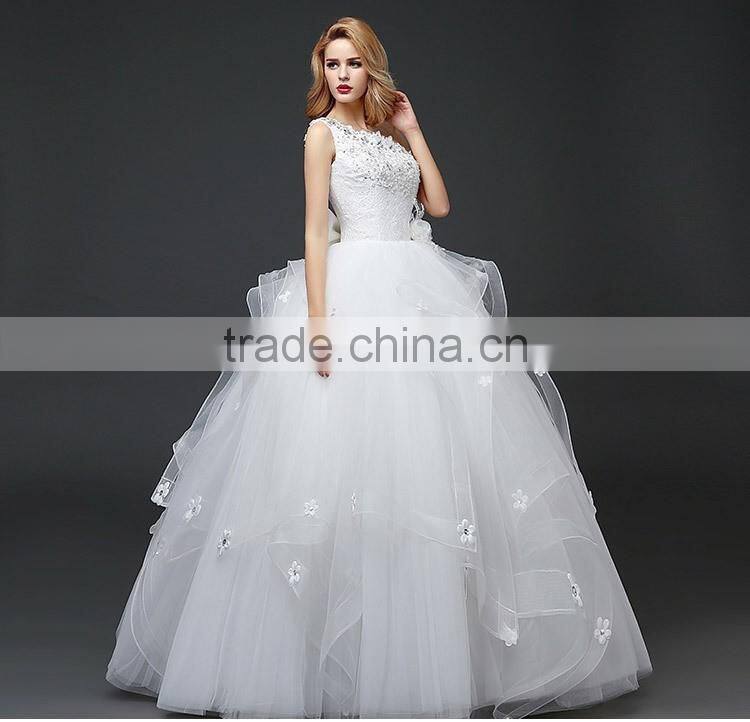 2017 novelty design beaded one-shoulder plus size wedding dress