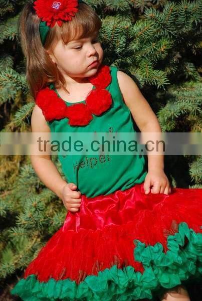 Wholesale Christmas PettiSkirts elastic waistband skirts Girls chiffon skirts red and green skirts Boutique Fluffy Pettiskirt
