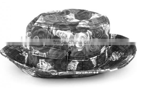 Pocket floral printing bucket hat wide brim hats