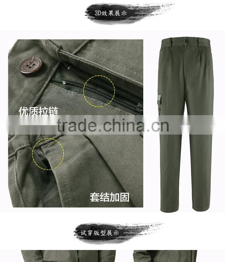 Juqian 2016 worker's garment green nylon breathable cheap multi pocket work pant