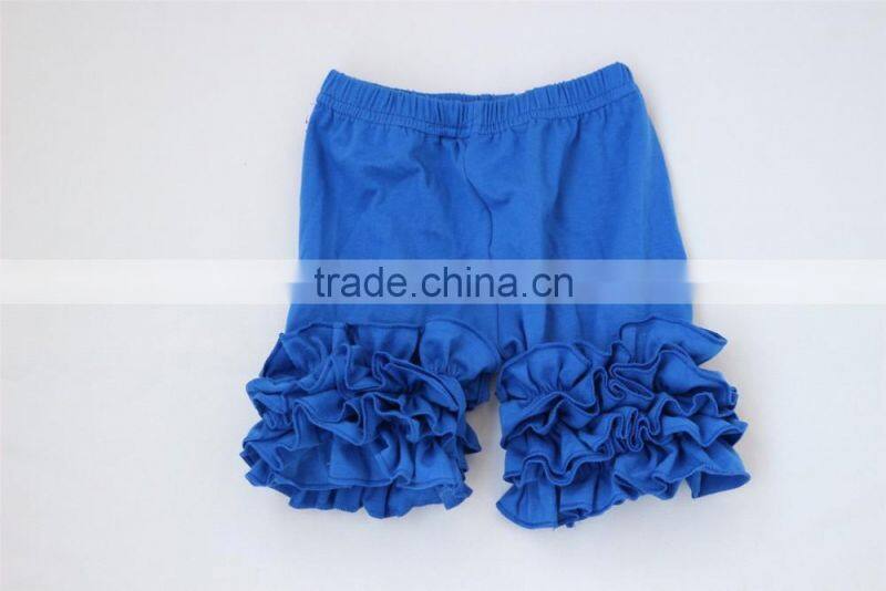 2017 Summer Baby Girls Ruffle Shorts Little Kids Ruffle Solid Color Bule Cotton Icing Shorts