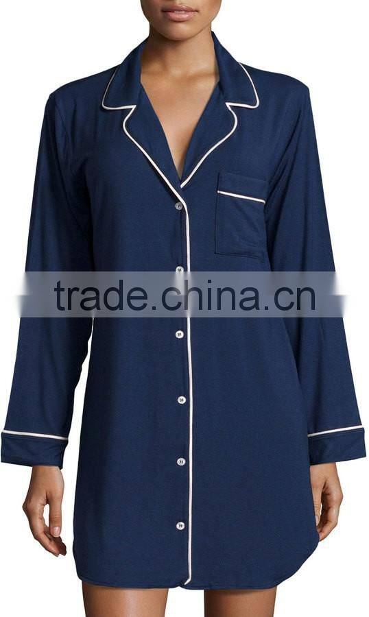 Custom Pajamas Manufacturers Wholesale Clothing Fashion Sleepshirt For Women Sleep Wear long sleeves Nightwear