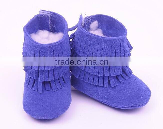 Fringed genuine leather suede baby boots
