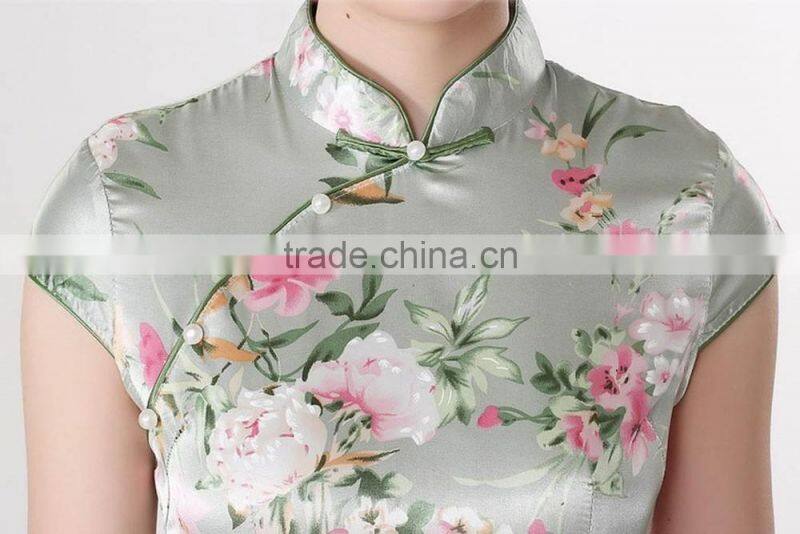 Womens satin printed classic dresses