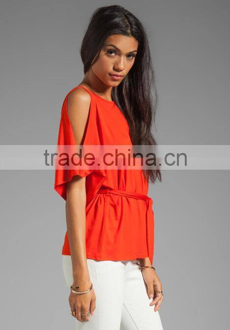 waist tie accent top for lady