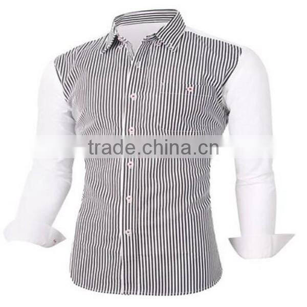 2016 new wholesale Stylish Vertical Stripes Long Sleeve Button Down custom mens casual dress shirts