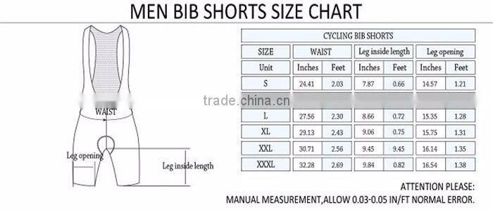 New arrival custom outdoor men specialized bib cycling clothing china